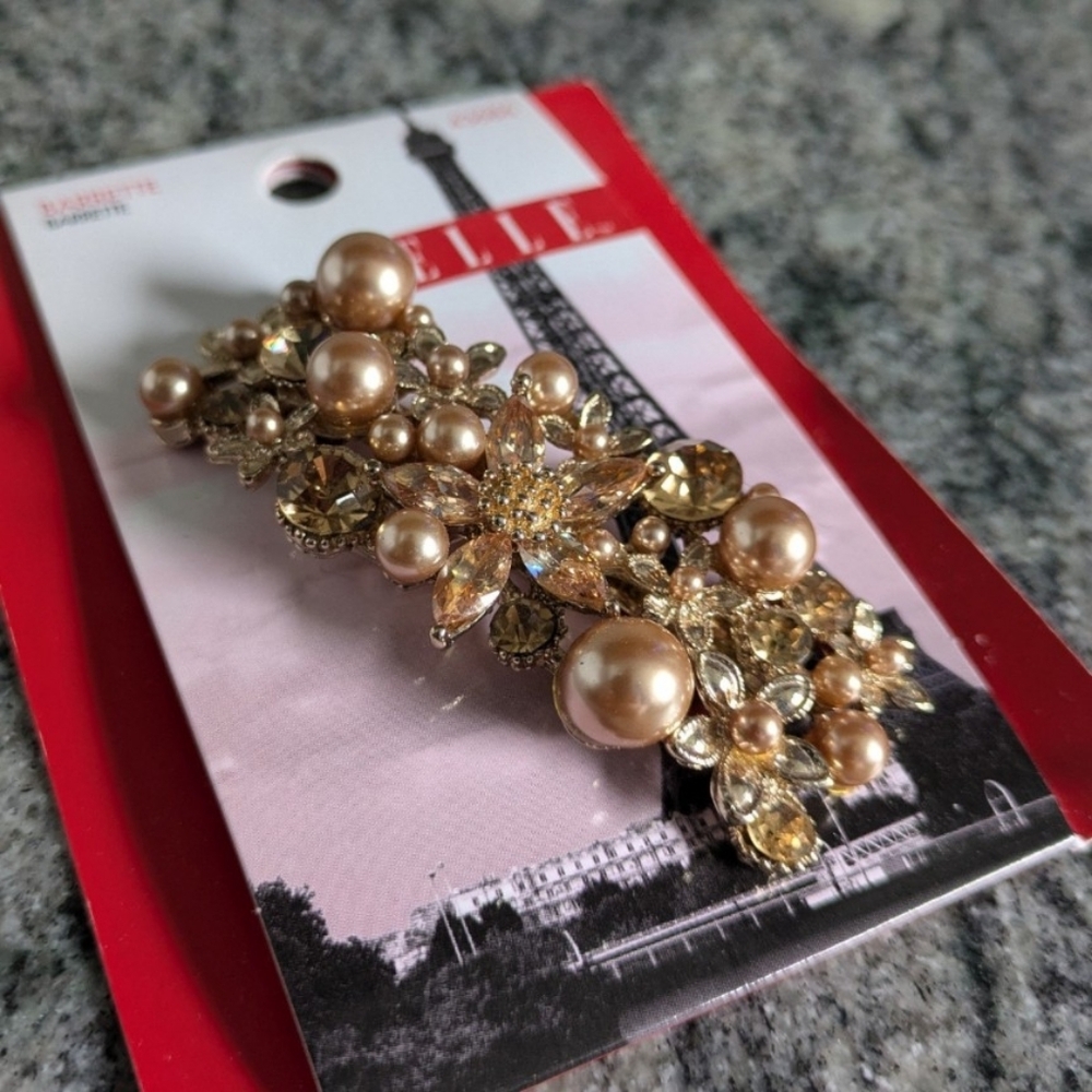New Pearl & Rhinestone Barette